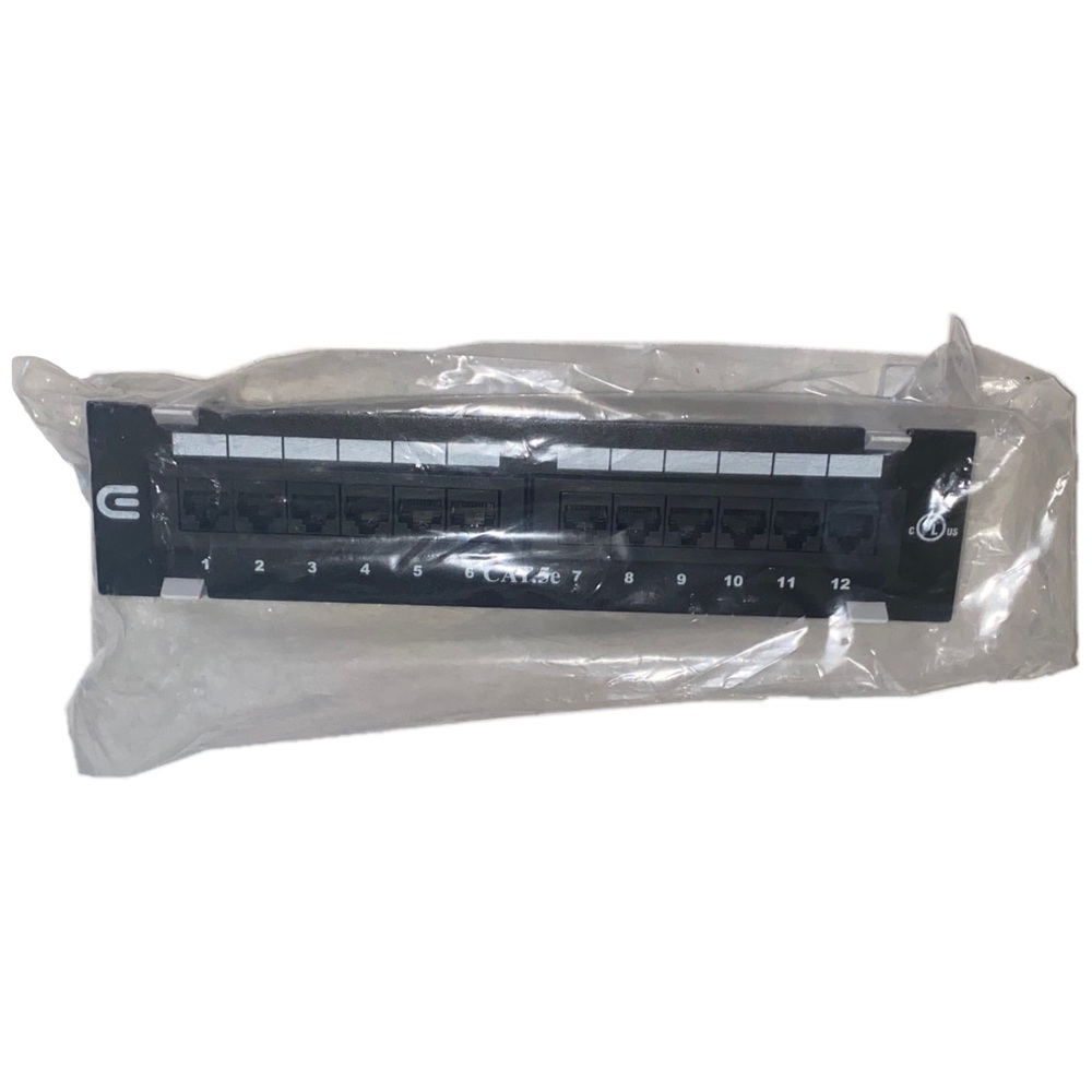 Commercial Electric Cat 5e Mini 12-Port Patch Panel with 89D Mounting Bracket